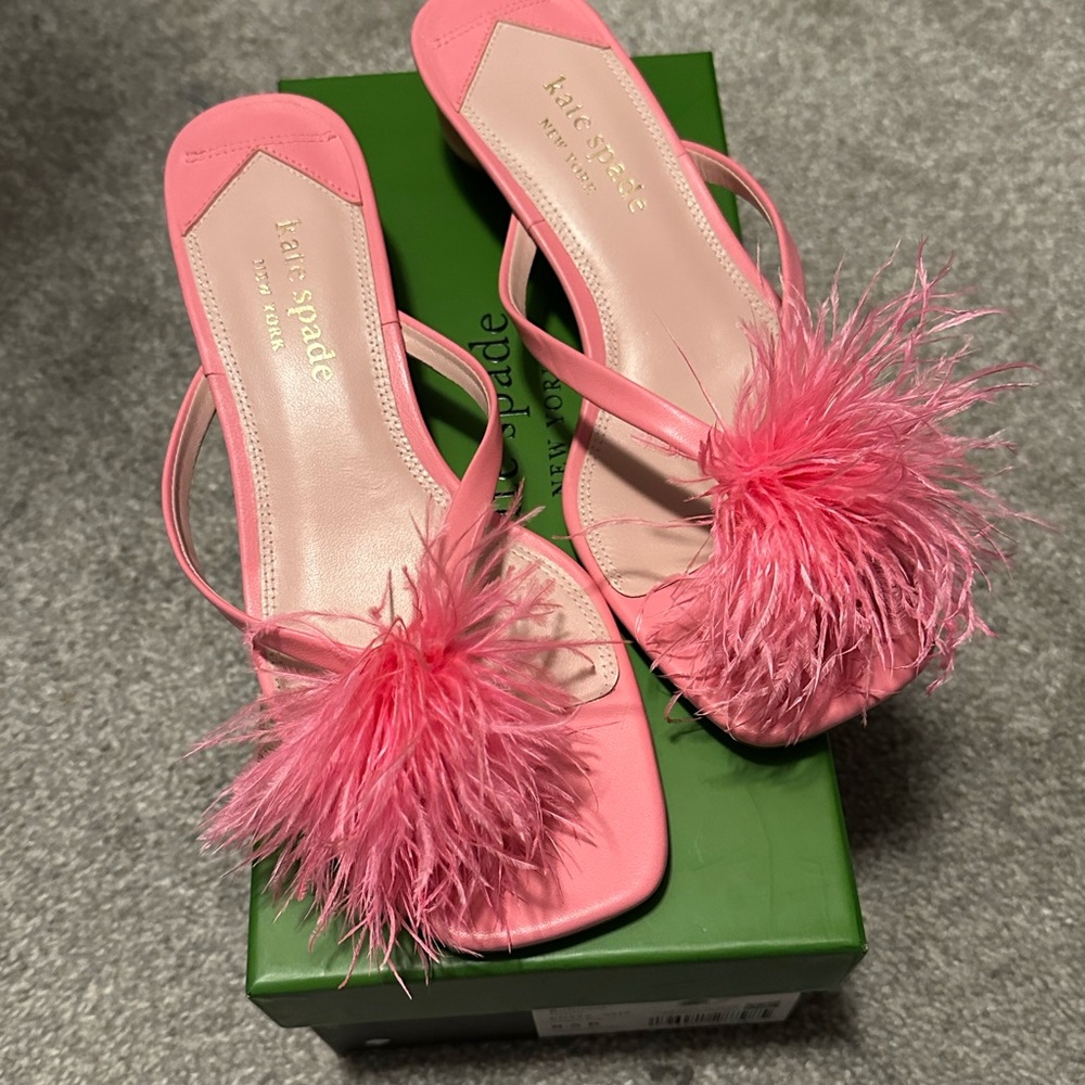 Kate Spade Pink Feathered Women's Sandals sz 8.5